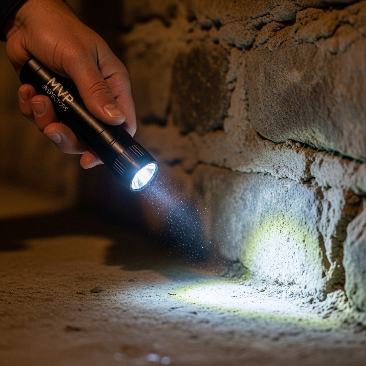 professional-home-inspector-in-oakwood-inspecting-the-basement-foundation